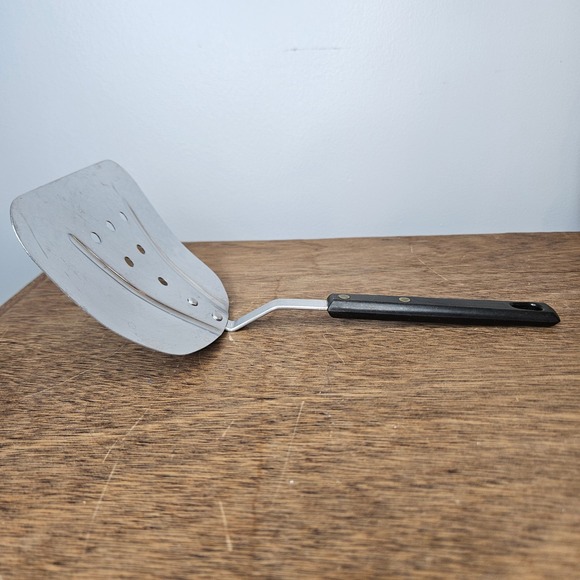 Unbranded Other - Vintage Stainless Steel Wide Slotted Spatula Turner Japan Offset Black Handle